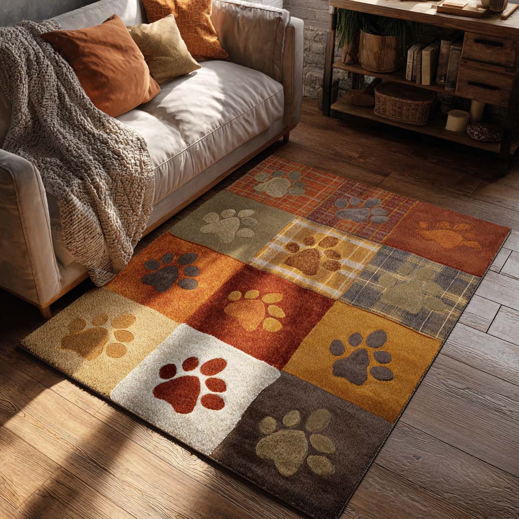 Earthy Forest Paw Area Rug - Non-Slip Washable 3D Print Rug for Living Room & BedroomTVC2108333