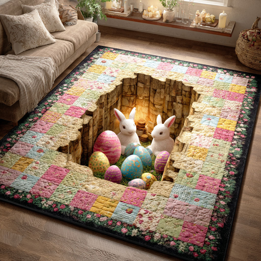 Easter Bunny Patch Area Rug - Non-Slip Washable 3D Print Rug for Living Room & BedroomTVC2108333