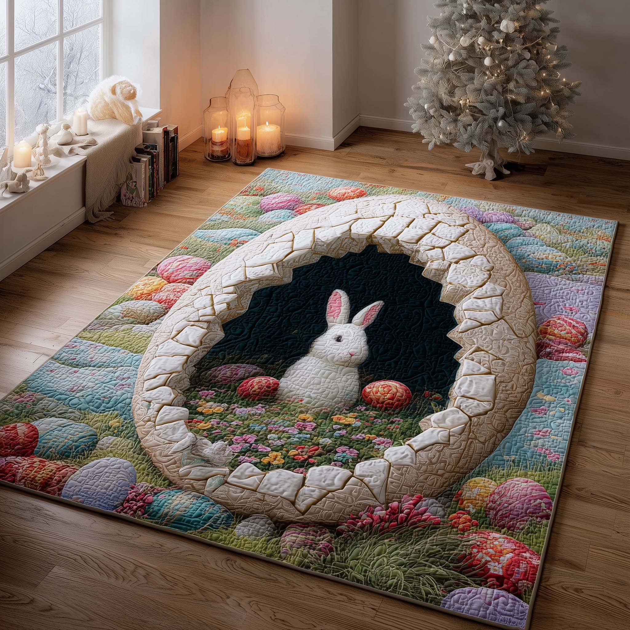 Easter Egg Path Area Rug - Non-Slip Washable 3D Print Rug for Living Room & BedroomTVC2108421