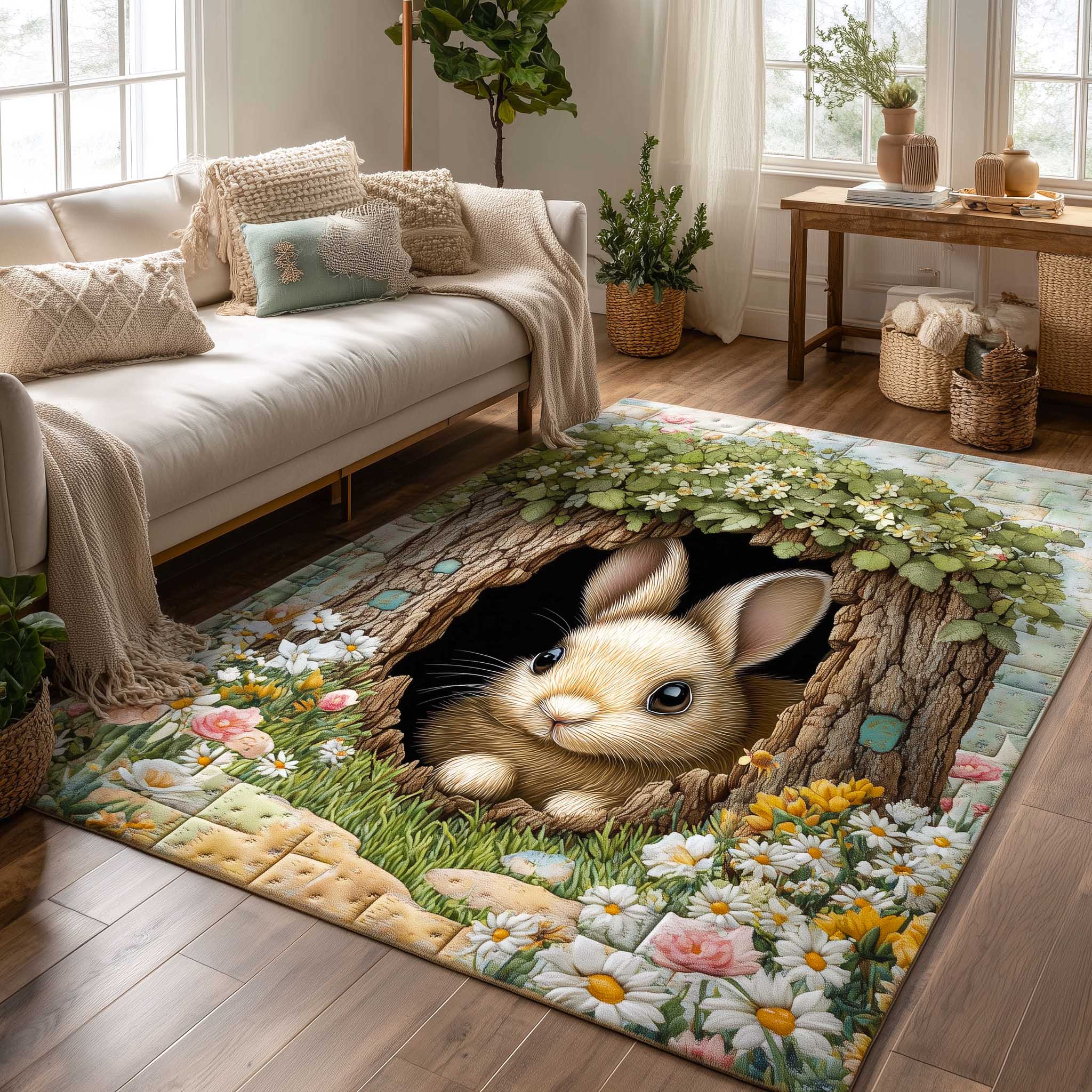 Easter Garden Area Rug - Non-Slip Washable 3D Print Rug for Living Room & BedroomTVC2108421