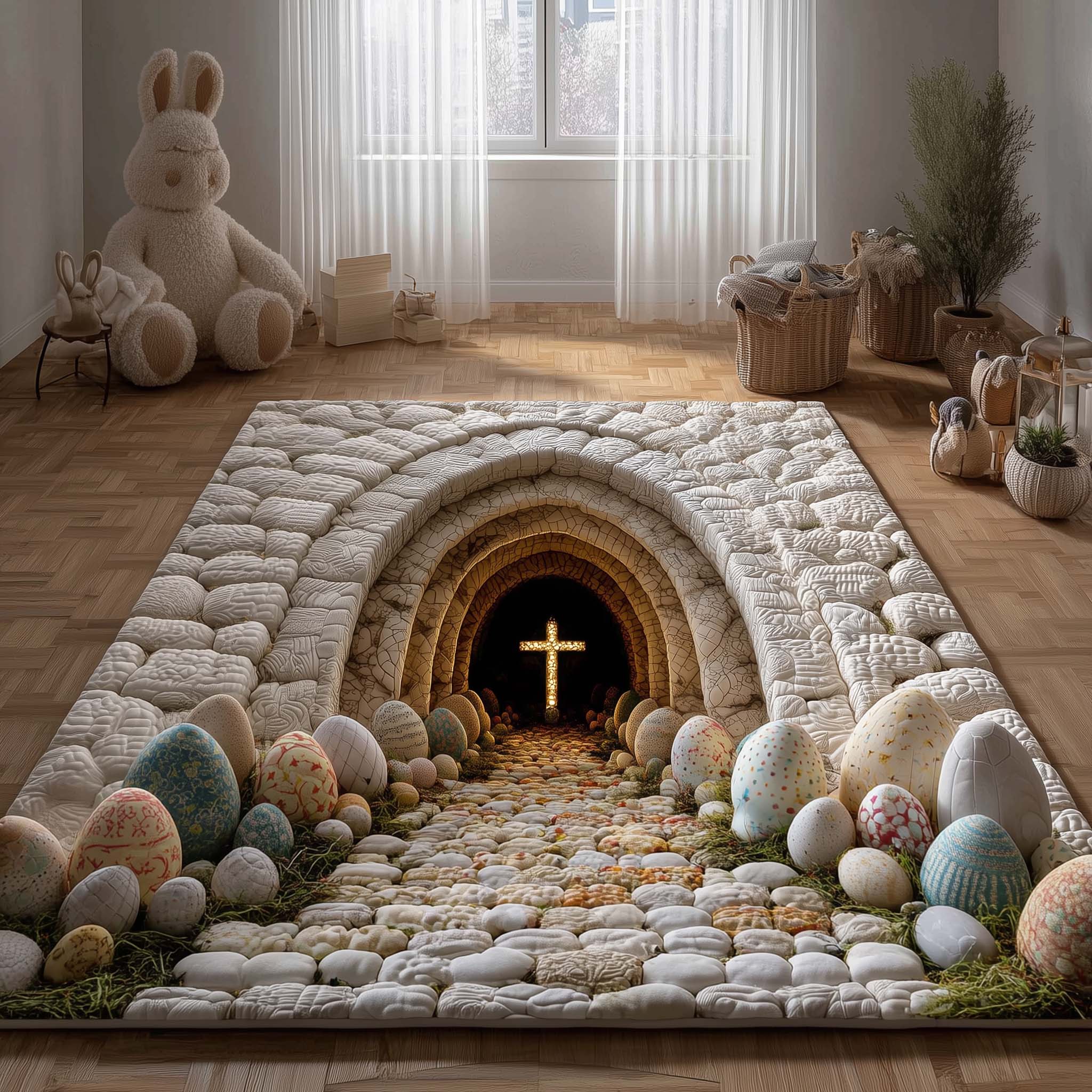 Easter Resurrection Path Area Rug - Non-Slip Washable 3D Print Rug for Living Room & BedroomTVC2108420