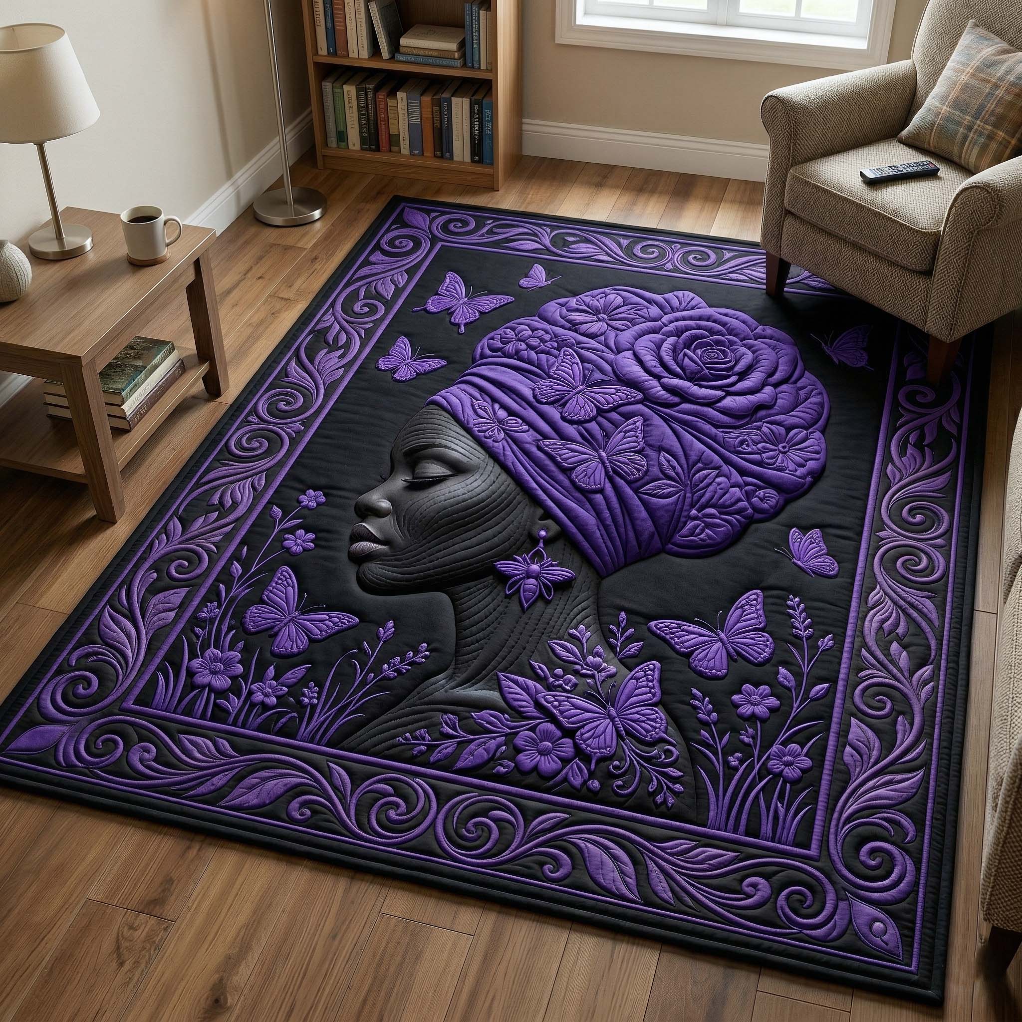 Ebony Queen Area Rug - Non-Slip Washable 3D Print Rug for Living Room & BedroomTVC2108237