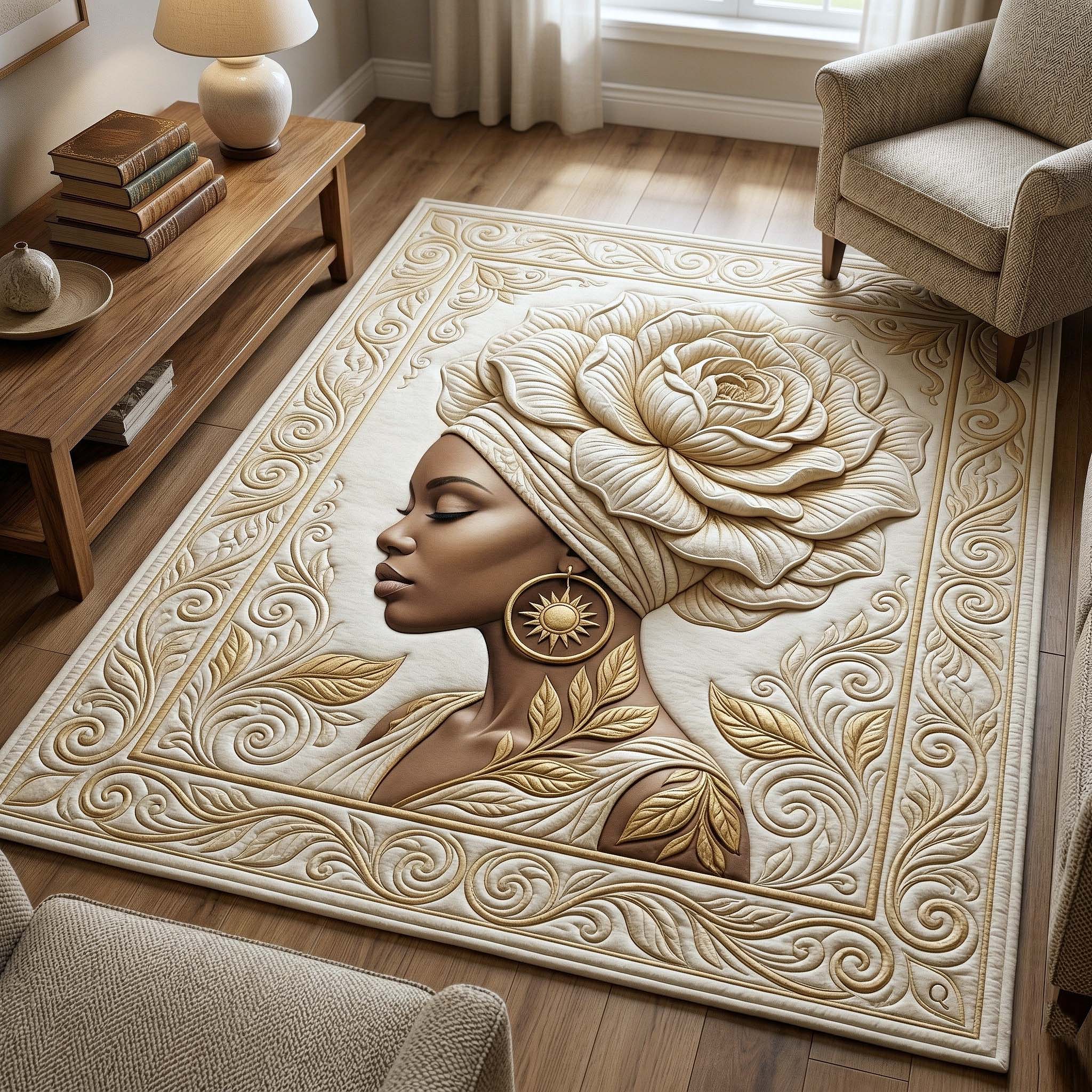 Ebony Queen Area Rug - Non-Slip Washable 3D Print Rug for Living Room & BedroomTVC2108420