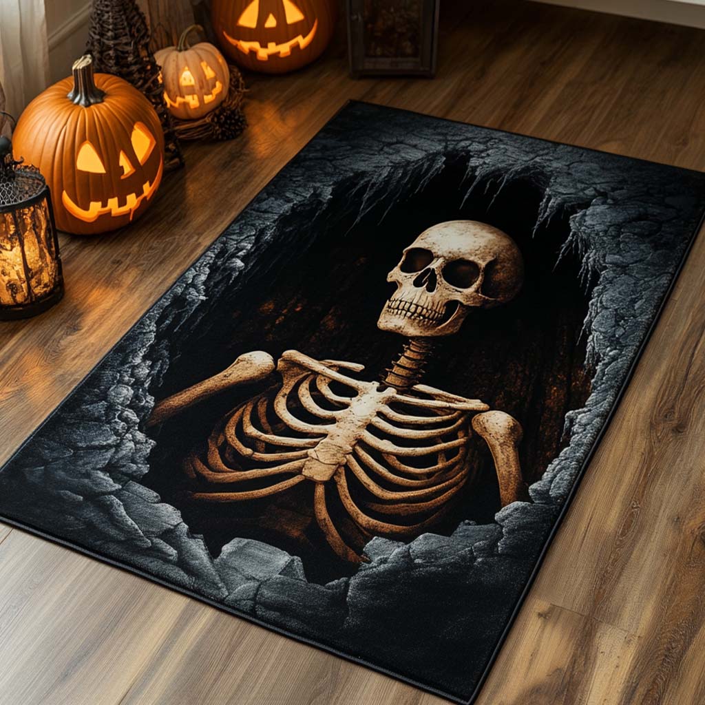 Echo Bones Area Rug - Non-Slip Washable 3D Print Rug for Living Room & BedroomTVC2108333