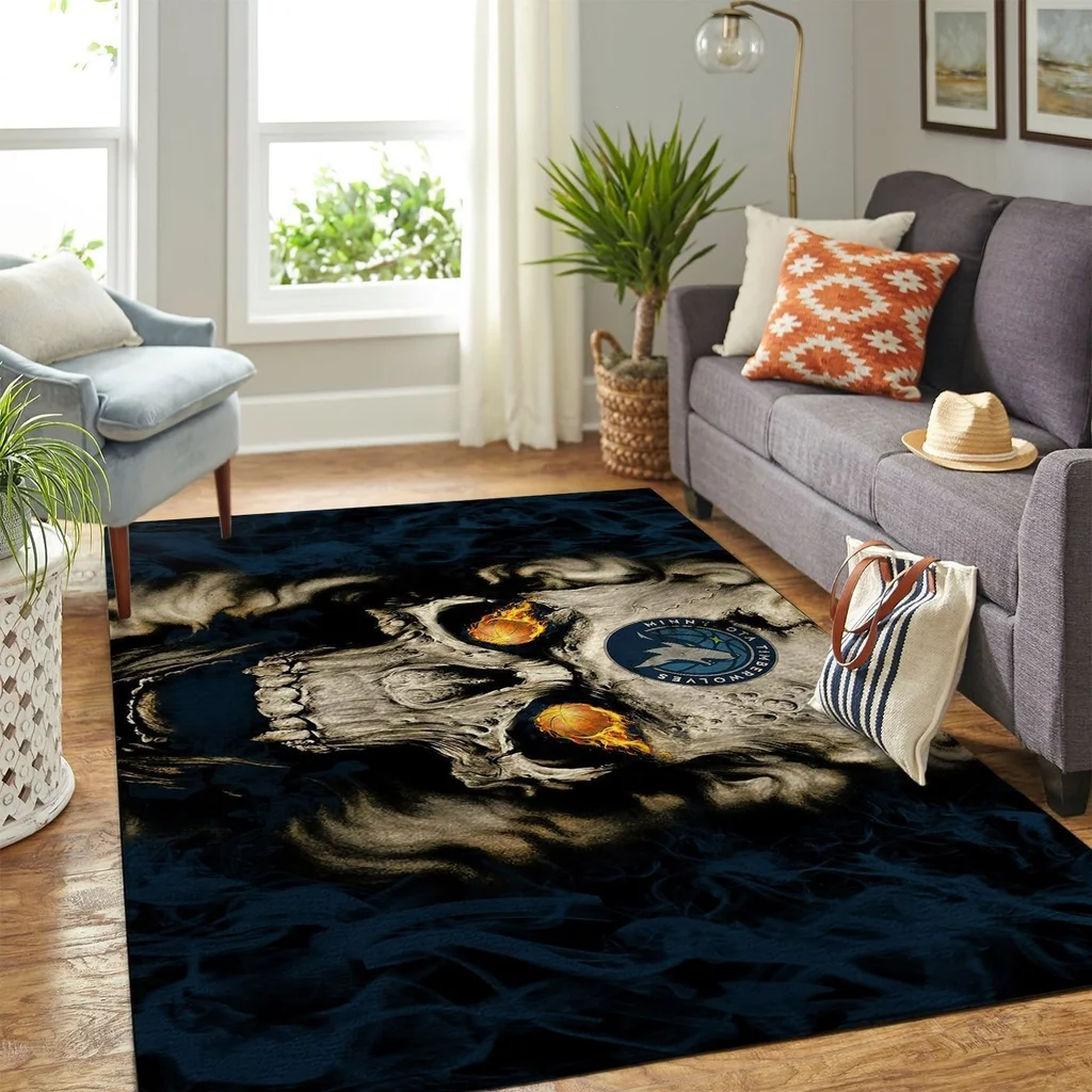 Edgy Skull Rug for Modern Living Room Decor Beige and Black