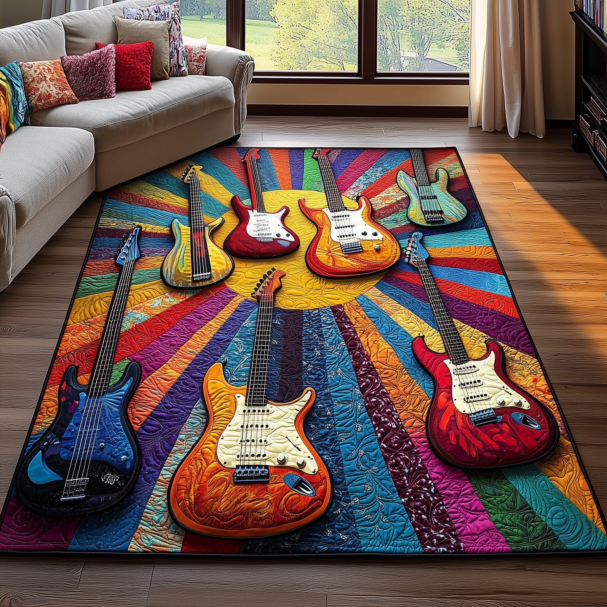 Electric Guitar Area Rug - Non-Slip Washable 3D Print Rug for Living Room & BedroomTVC2108420