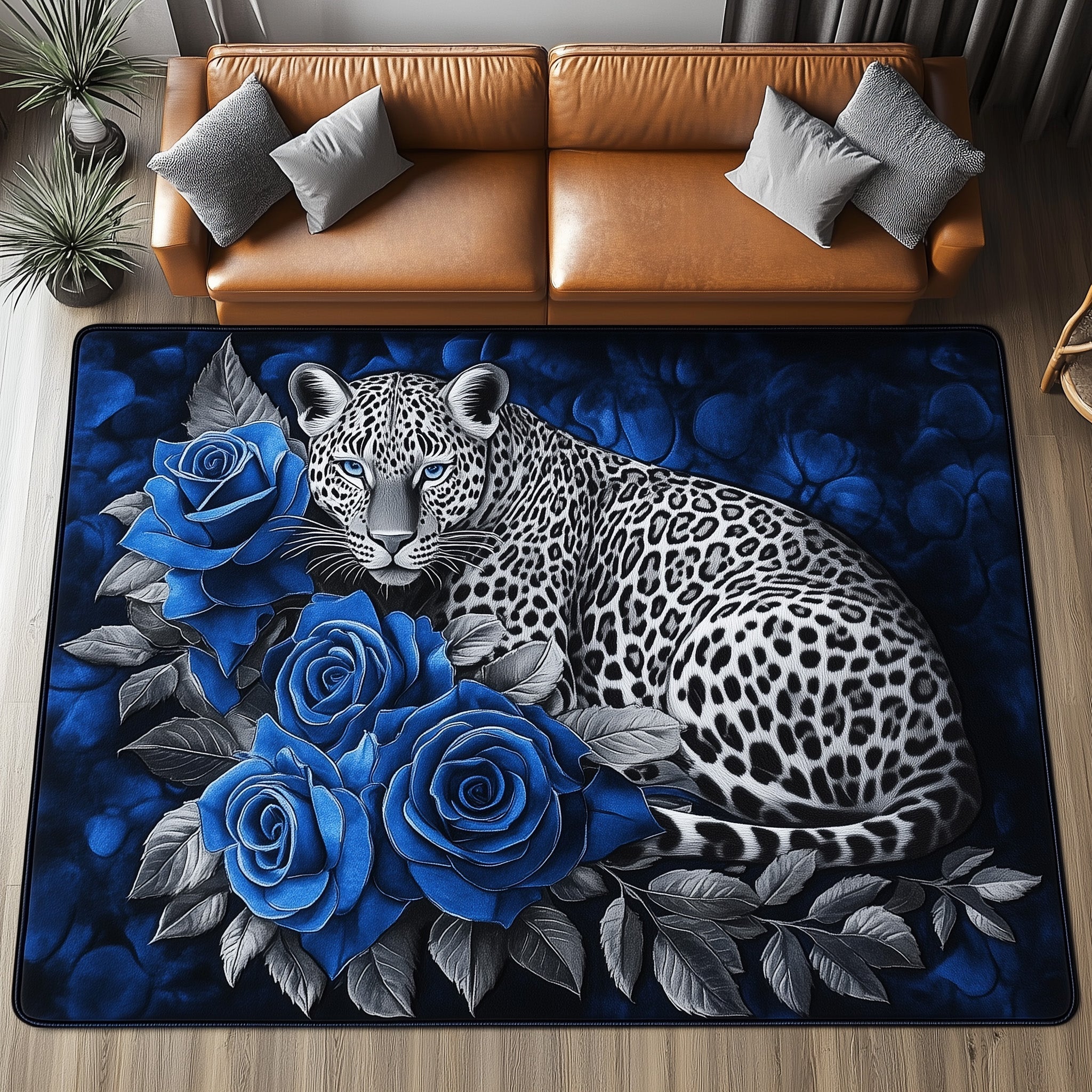 Elegant White Leopard Area Rug - Non-Slip Washable 3D Print Rug for Living Room & BedroomTVC2108224