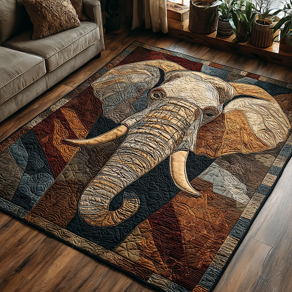 Elephant Journey Area Rug - Non-Slip Washable 3D Print Rug for Living Room & BedroomTVC2108332