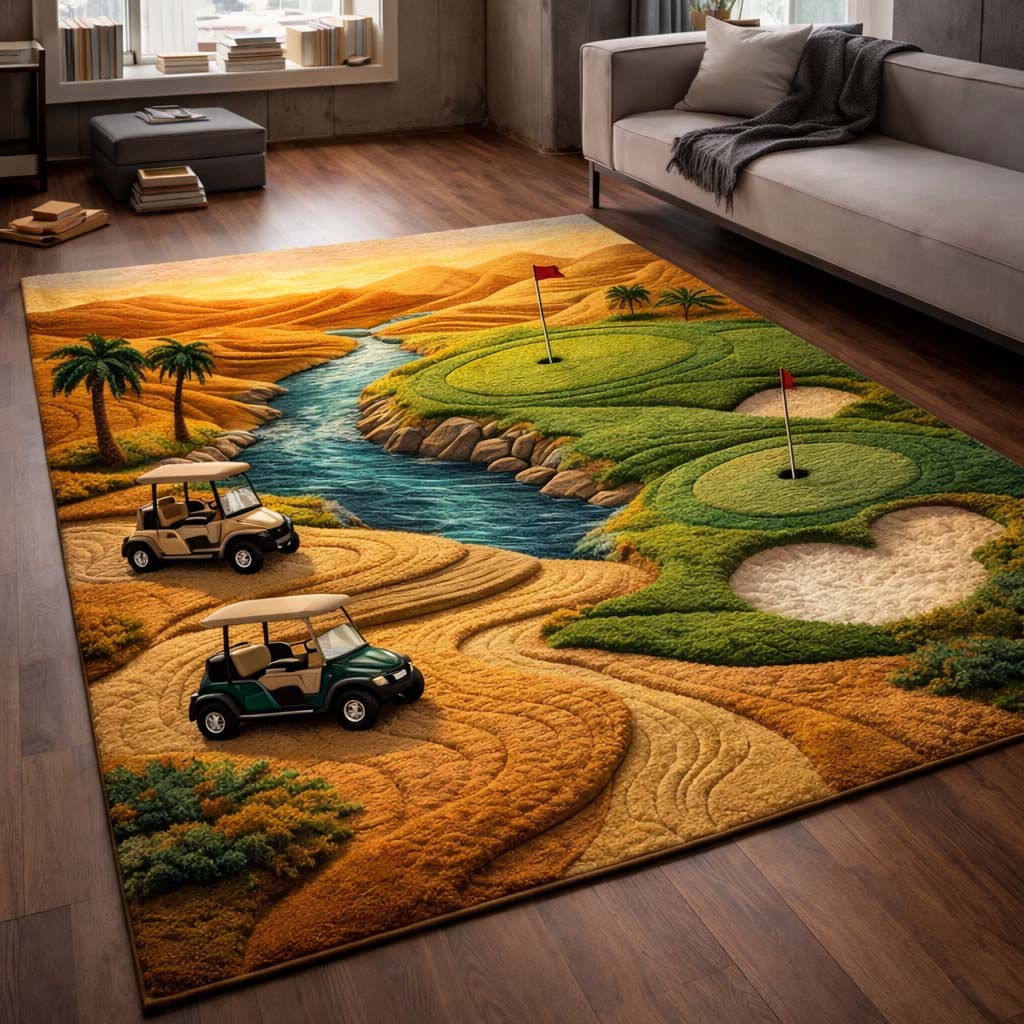 Elite Fairway Area Rug - Non-Slip Washable 3D Print Rug for Living Room & BedroomTVC2108420
