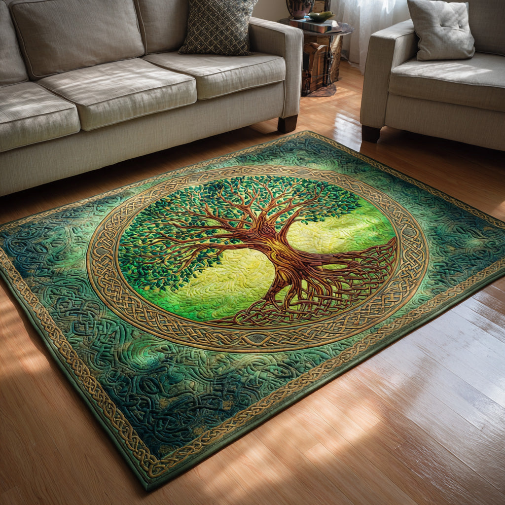 Emerald Circle Area Rug - Non-Slip Washable 3D Print Rug for Living Room & BedroomTVC2108331