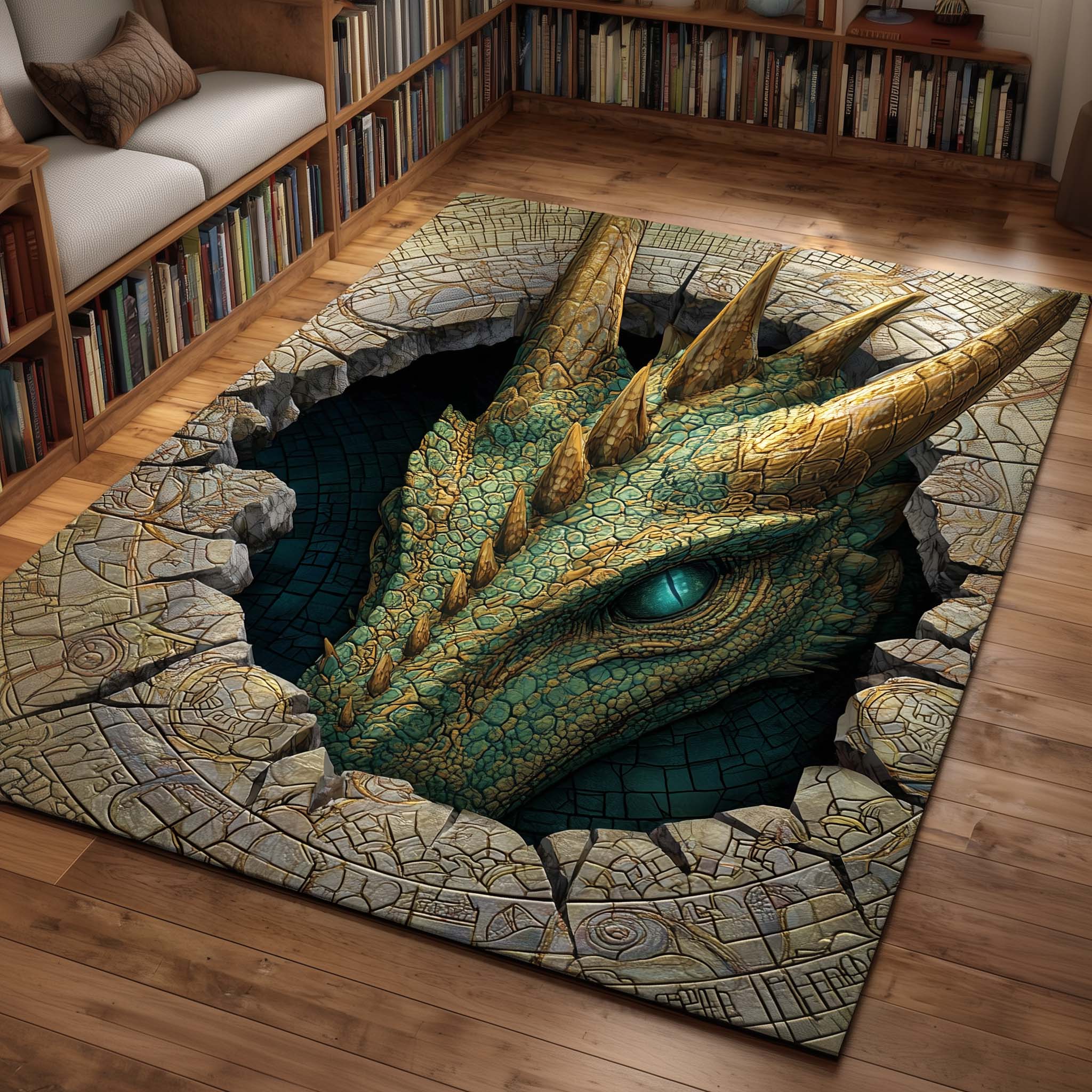 Emerald Gaze Area Rug - Non-Slip Washable 3D Print Rug for Living Room & BedroomTVC2108420