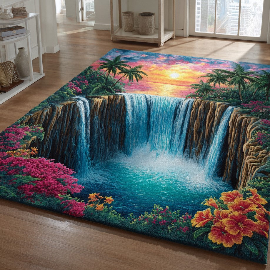 Emerald Gorge Area Rug - Non-Slip Washable 3D Print Rug for Living Room & BedroomTVC2108330