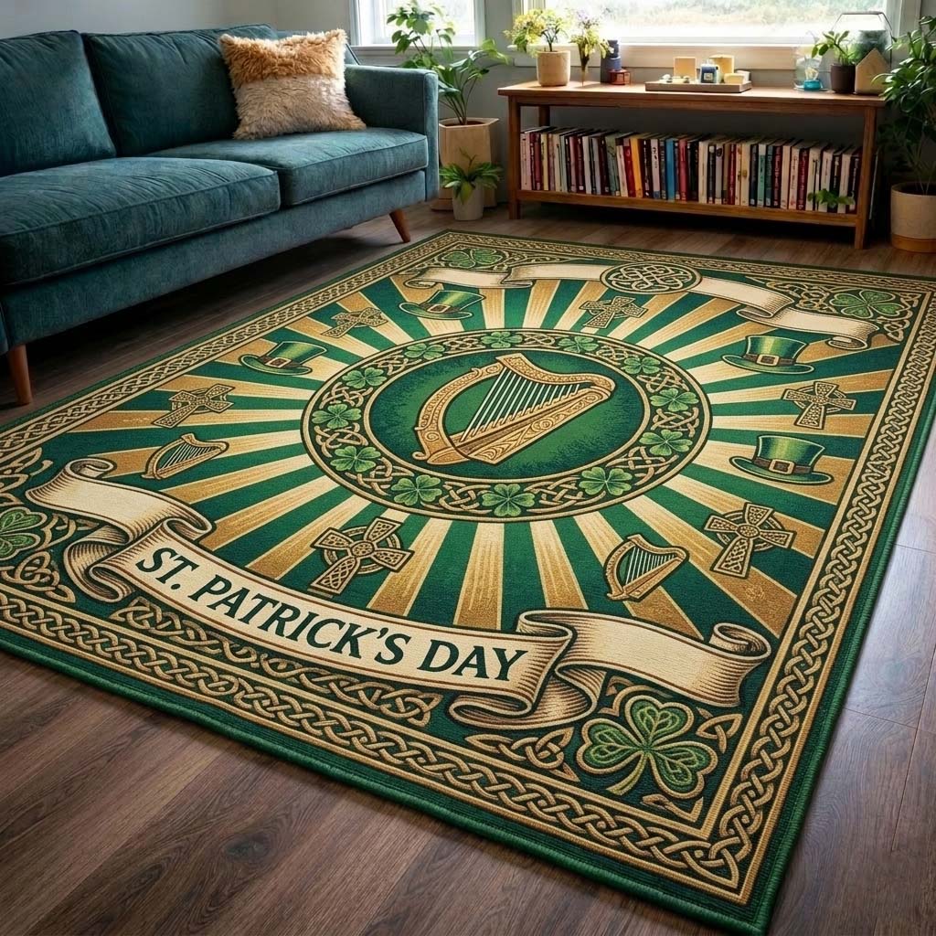 Emerald Heritage Area Rug - Non-Slip Washable 3D Print Rug for Living Room & BedroomTVC2108236