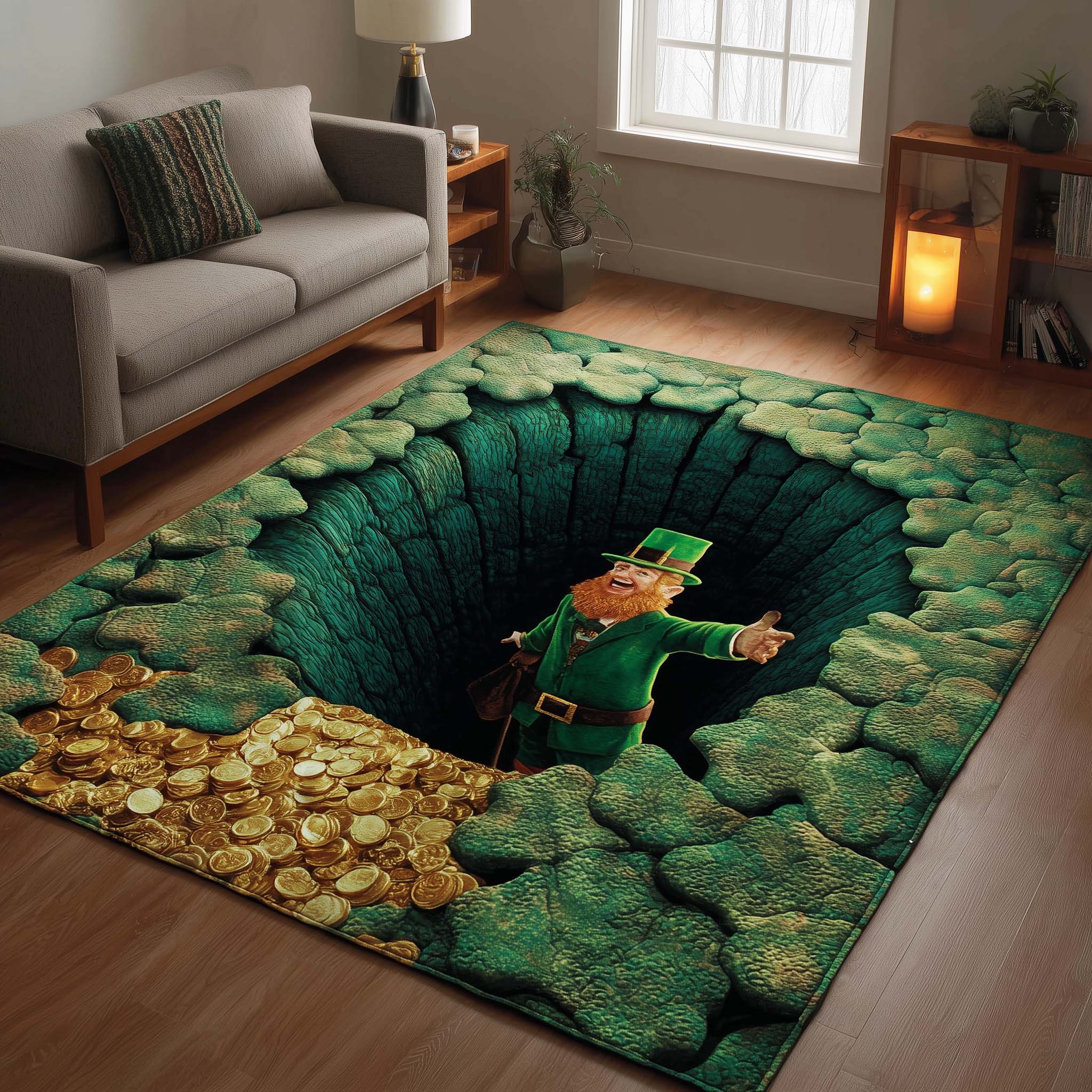 Emerald Treasure Pit Area Rug - Non-Slip Washable 3D Print Rug for Living Room & BedroomTVC2108420