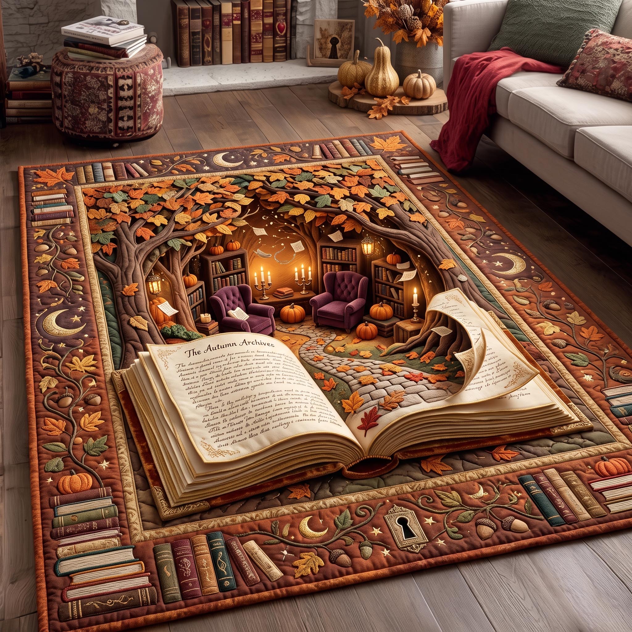 Enchanted Book Area Rug - Non-Slip Washable 3D Print Rug for Living Room & BedroomTVC2108420
