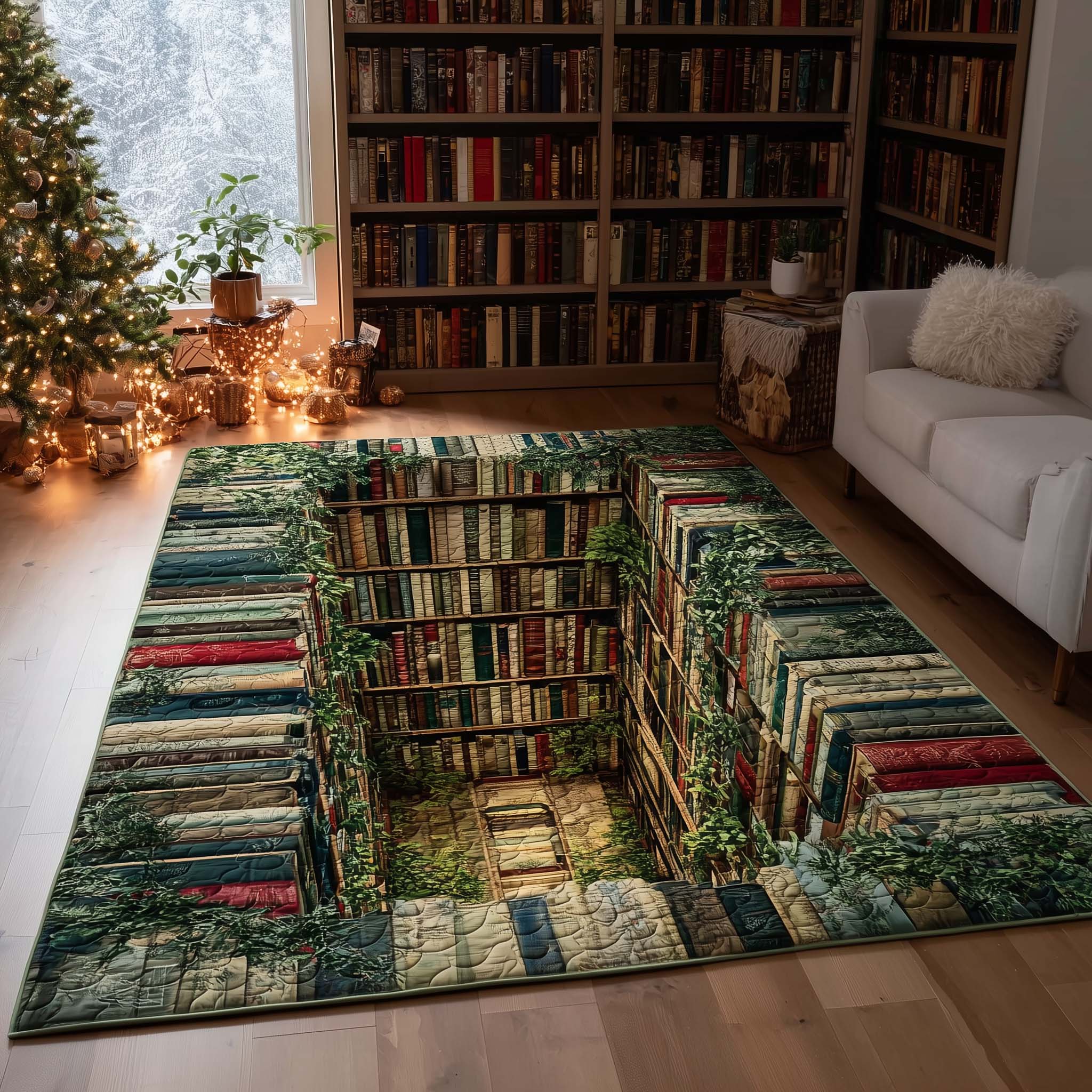 Enchanted Ivy Library Area Rug - Non-Slip Washable 3D Print Rug for Living Room & BedroomTVC2108420