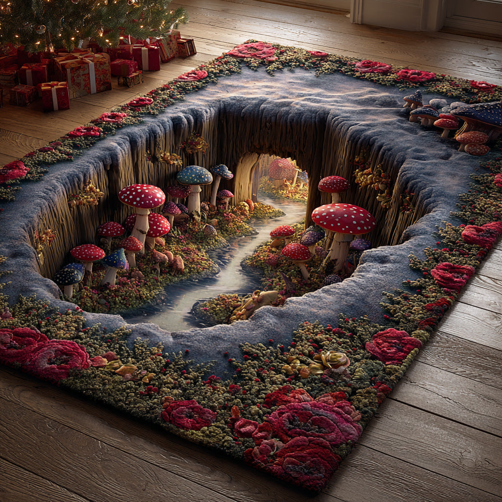 Enchanted Mushroom Forest Area Rug - Non-Slip Washable 3D Print Rug for Living Room & BedroomTVC2108327