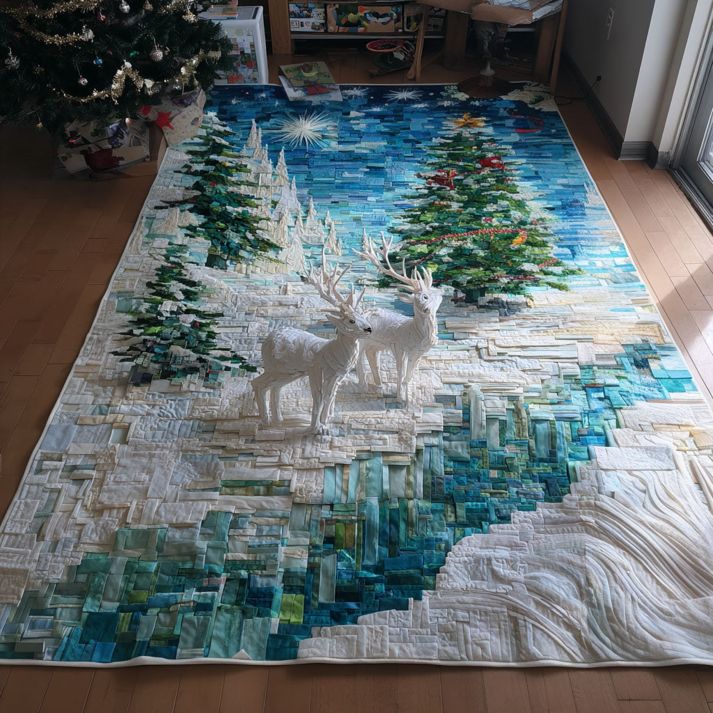 Enchanted Reindeer Forest Christmas Area Rug - Non-Slip Washable 3D Print Rug for Living Room & BedroomTVC2108327