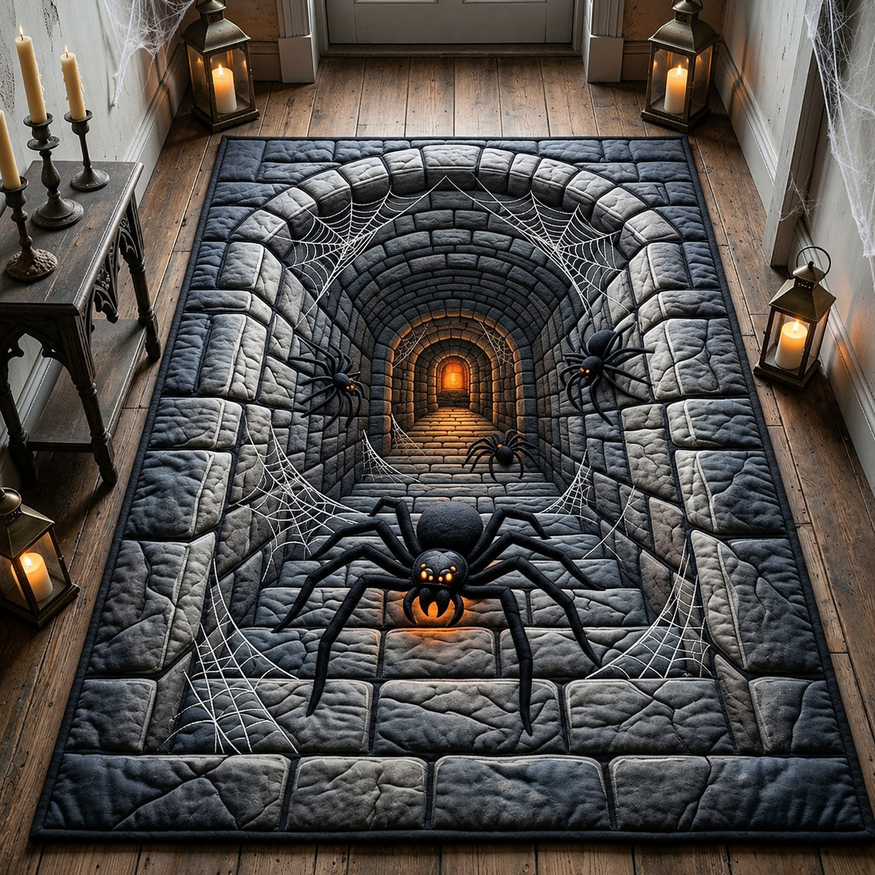 Endless Spider Tunnel Area Rug - Non-Slip Washable 3D Print Rug for Living Room & BedroomTVC2108419