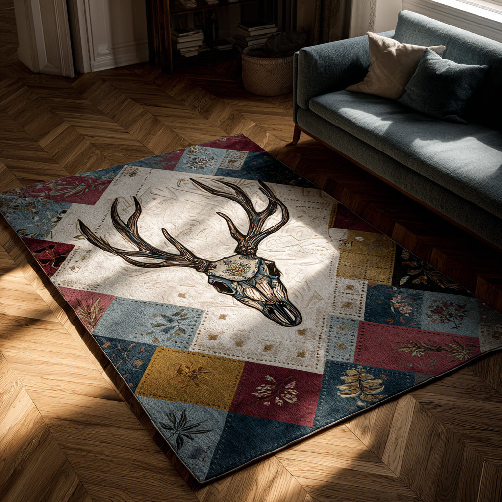 Ethereal Longhorn Grace Area Rug - Non-Slip Washable 3D Print Rug for Living Room & BedroomTVC2108327