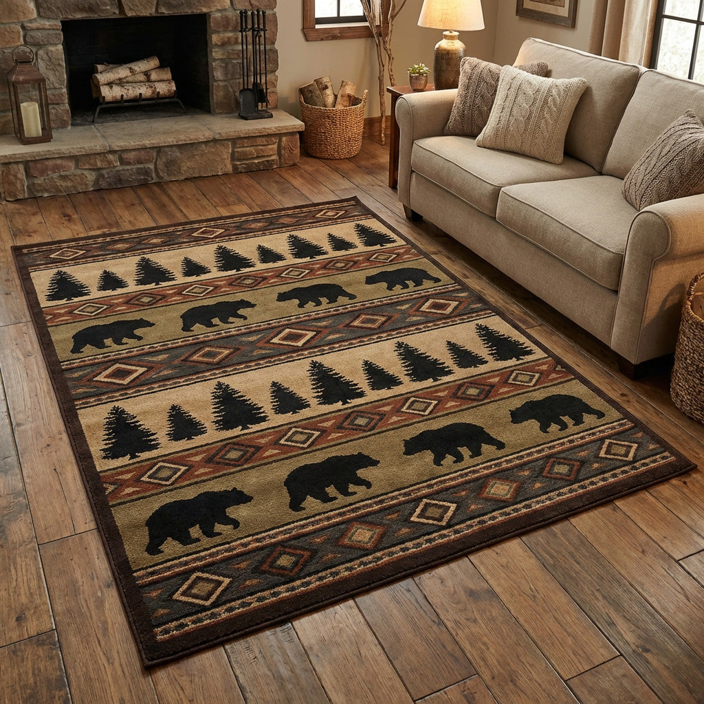 Evergreen Path Area Rug - Non-Slip Washable 3D Print Rug for Living Room & BedroomTVC2108327