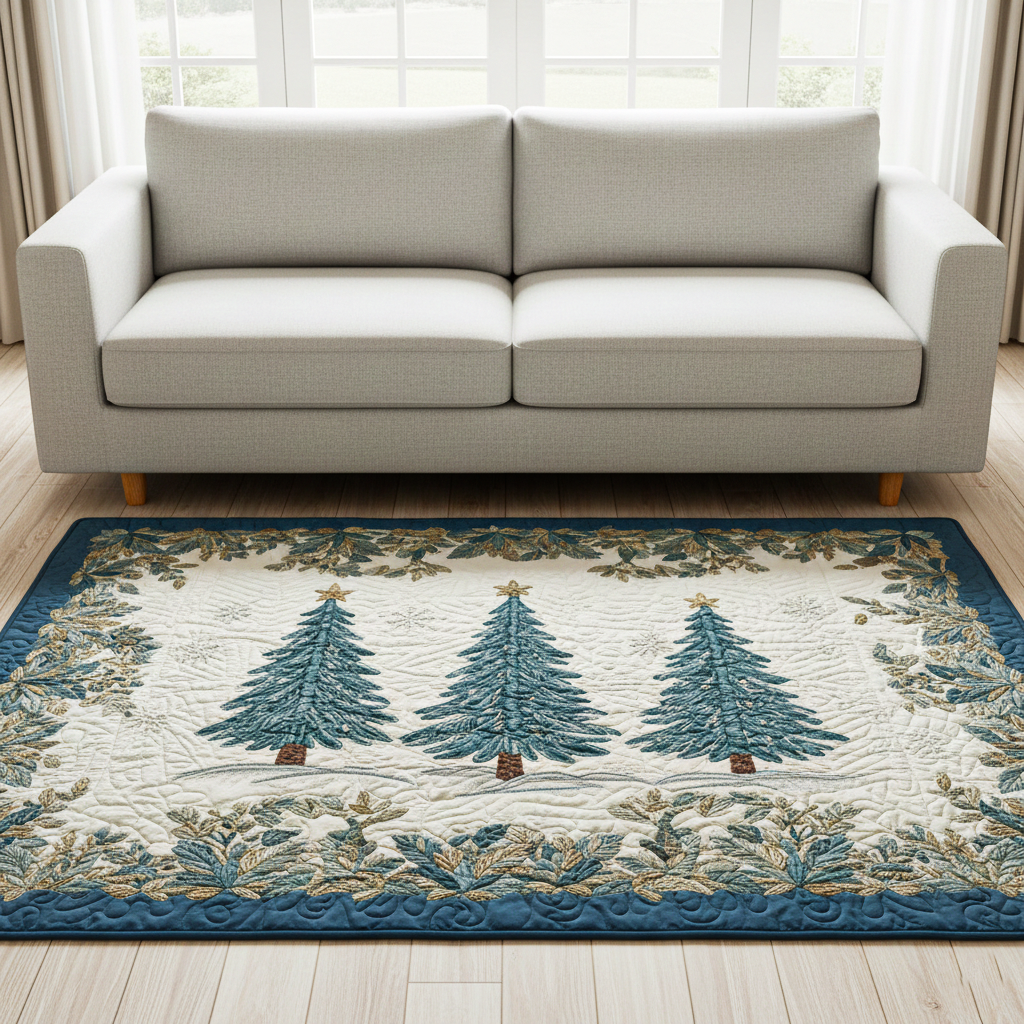 Evergreen Sparkle Area Rug - Non-Slip Washable 3D Print Rug for Living Room & BedroomTVC2108326
