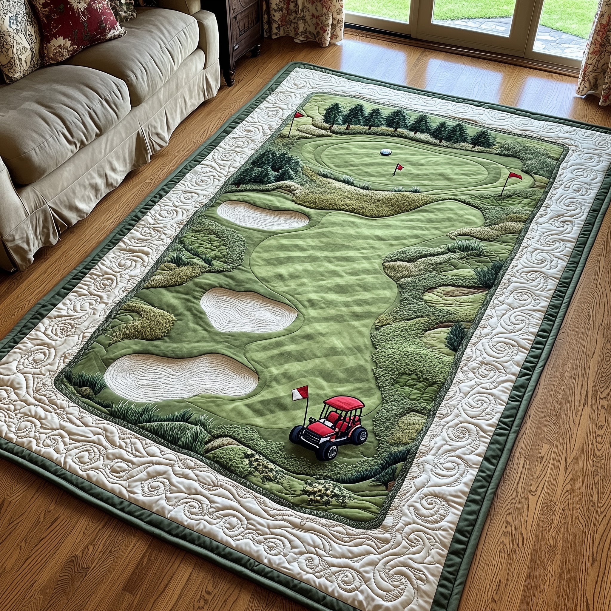 Fairway Dreams Area Rug - Non-Slip Washable 3D Print Rug for Living Room & BedroomTVC2108224