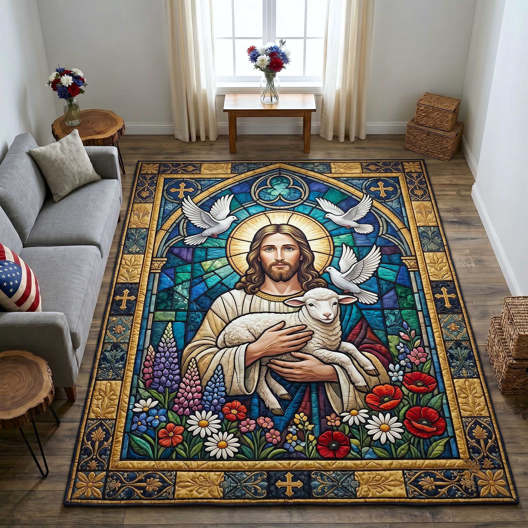 Faithful Savior Area Rug - Non-Slip Washable 3D Print Rug for Living Room & BedroomTVC2108236