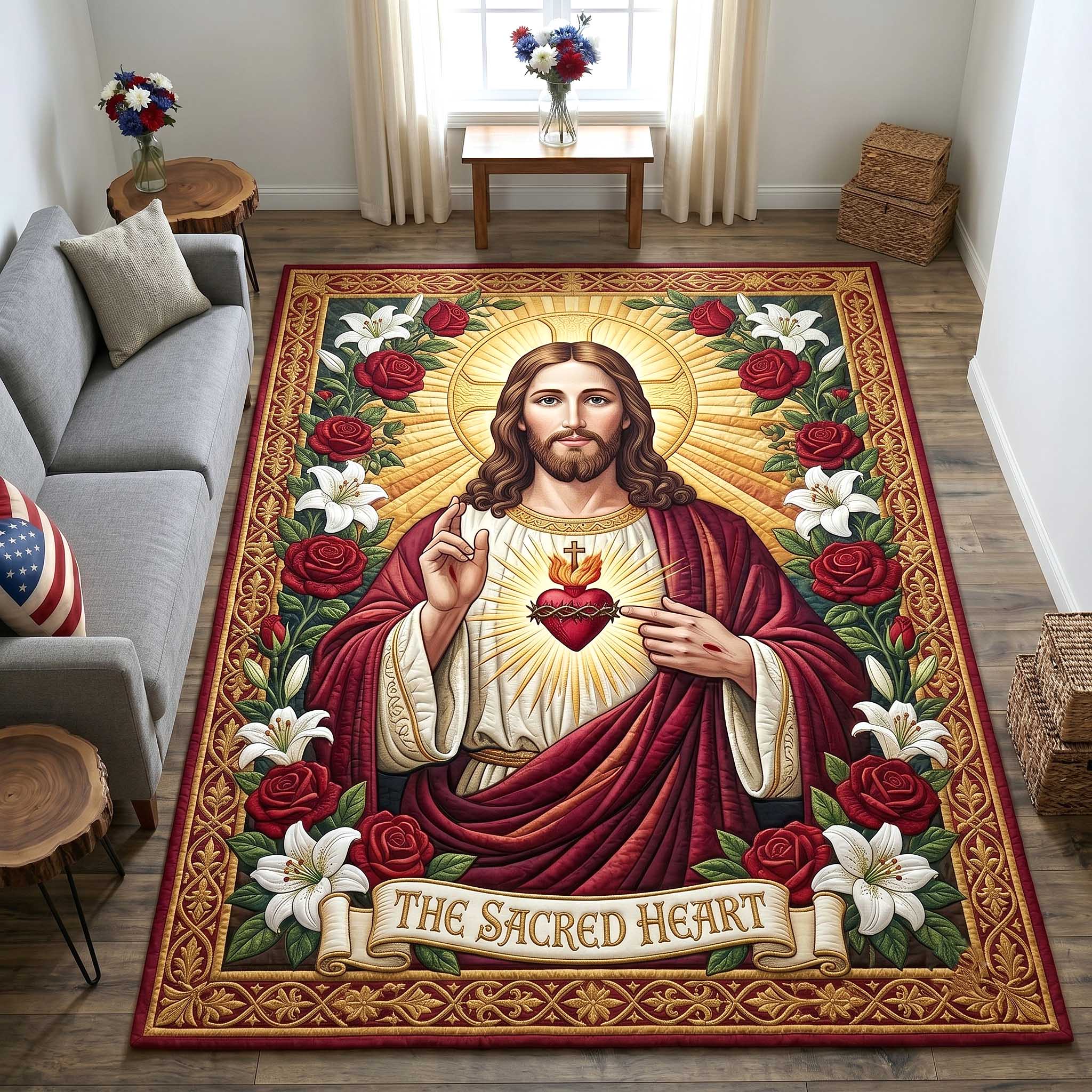 Faithful Savior Faith Area Rug - Non-Slip Washable 3D Print Rug for Living Room & Bedroom (DesignTVC2108419