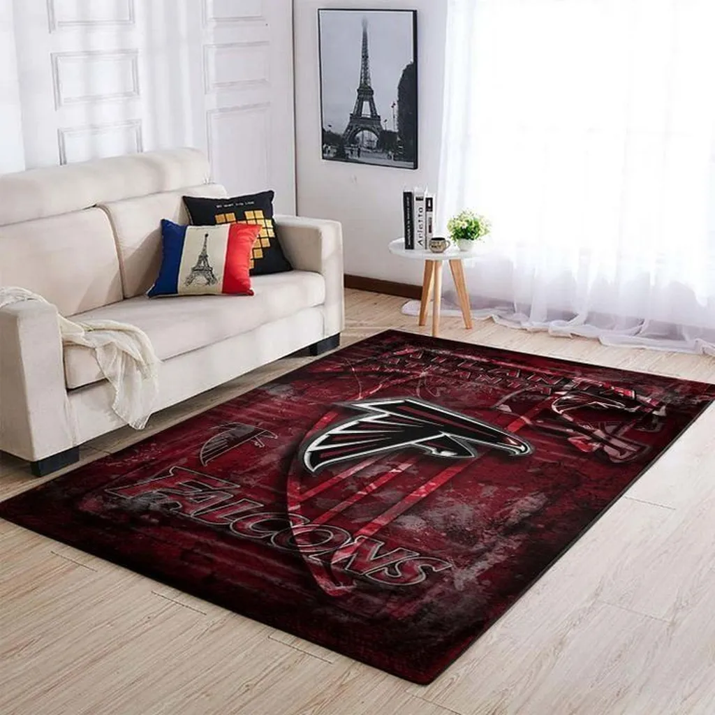 Falcons Rug for Living Room Floor Decor and Accent Black and Red