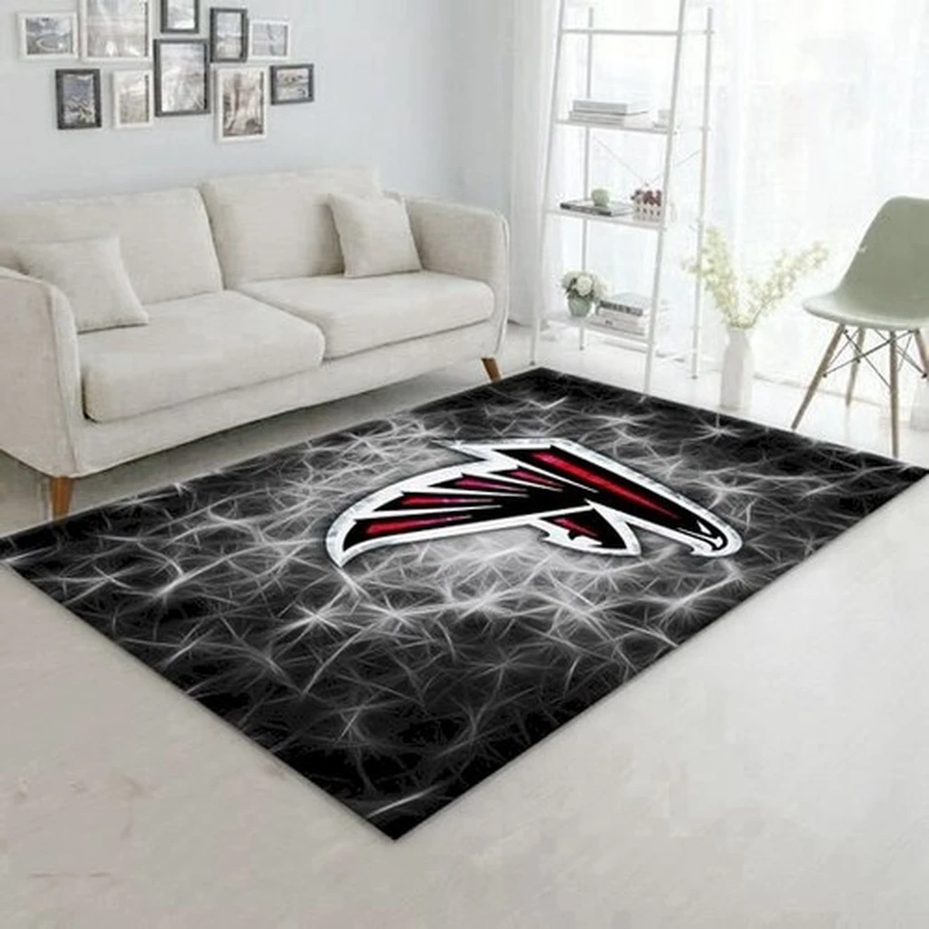 Falcons Sports Rug for Living Room Floor Decor Black and Red