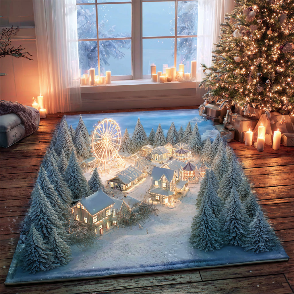 Festive Fairground Area Rug - Non-Slip Washable 3D Print Rug for Living Room & BedroomTVC2108326