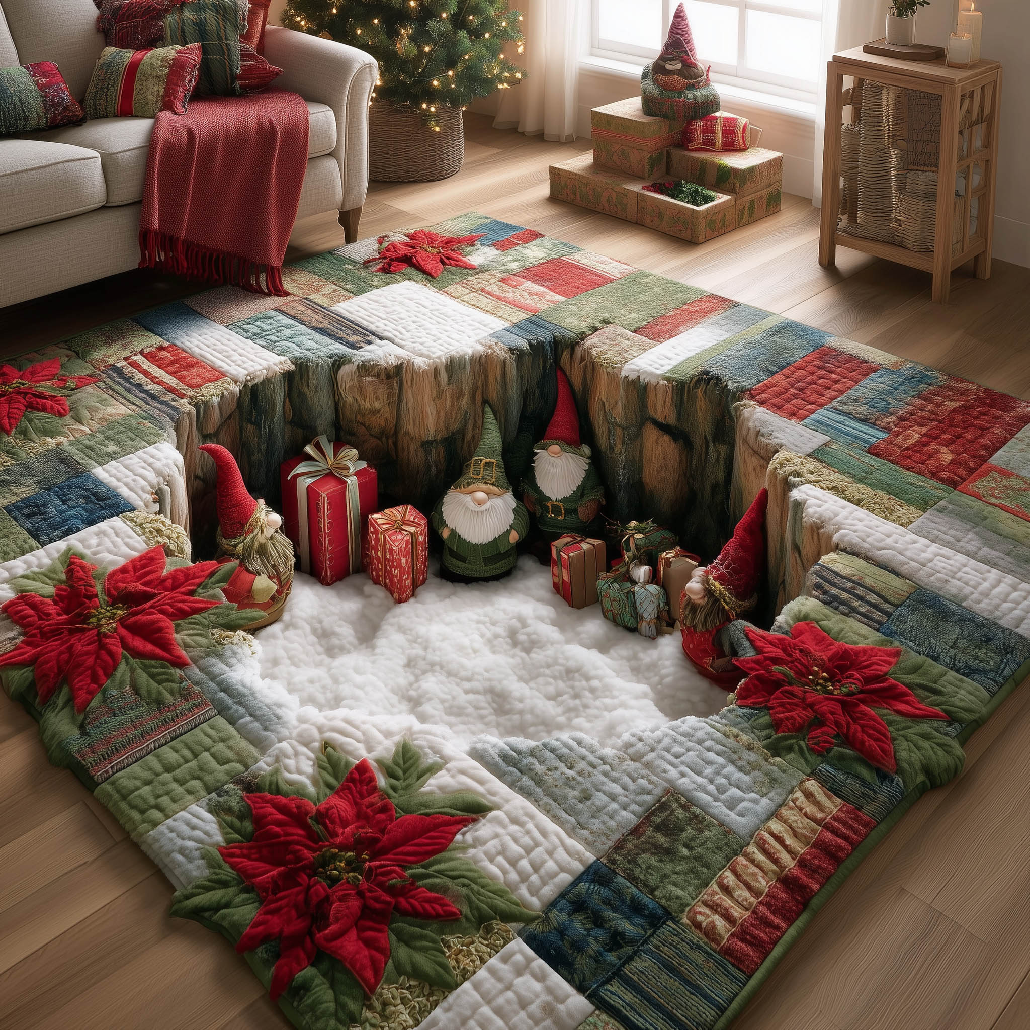 Festive Gnome Area Rug - Non-Slip Washable 3D Print Rug for Living Room & BedroomTVC2108418