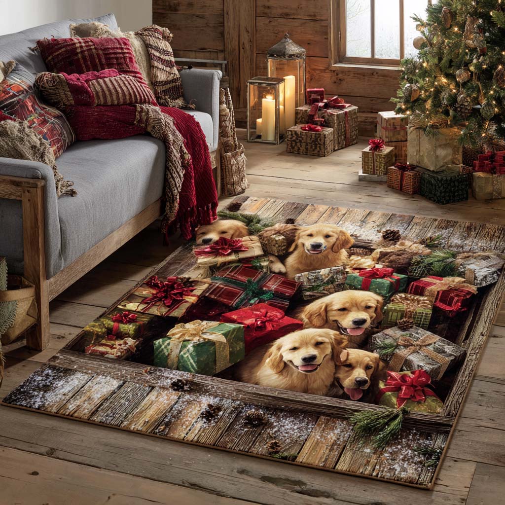 Festive Golden Nest Area Rug - Non-Slip Washable 3D Print Rug for Living Room & BedroomTVC2108326