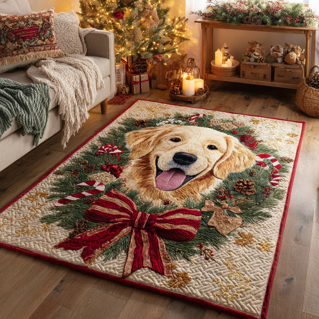Festive Golden Retriever Area Rug - Non-Slip Washable 3D Print Rug for Living Room & BedroomTVC2108326