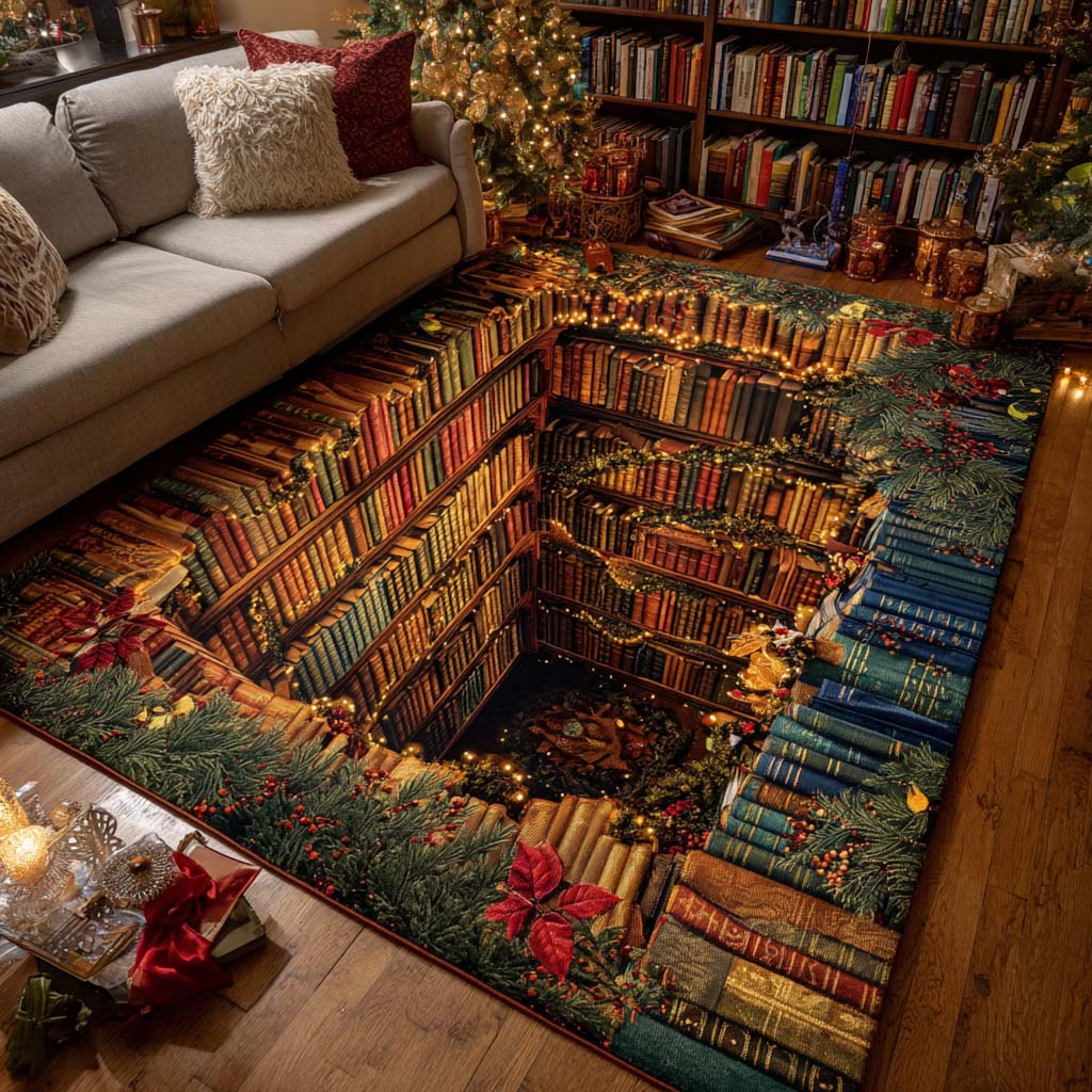 Festive Reading Area Rug - Non-Slip Washable 3D Print Rug for Living Room & BedroomTVC2108326
