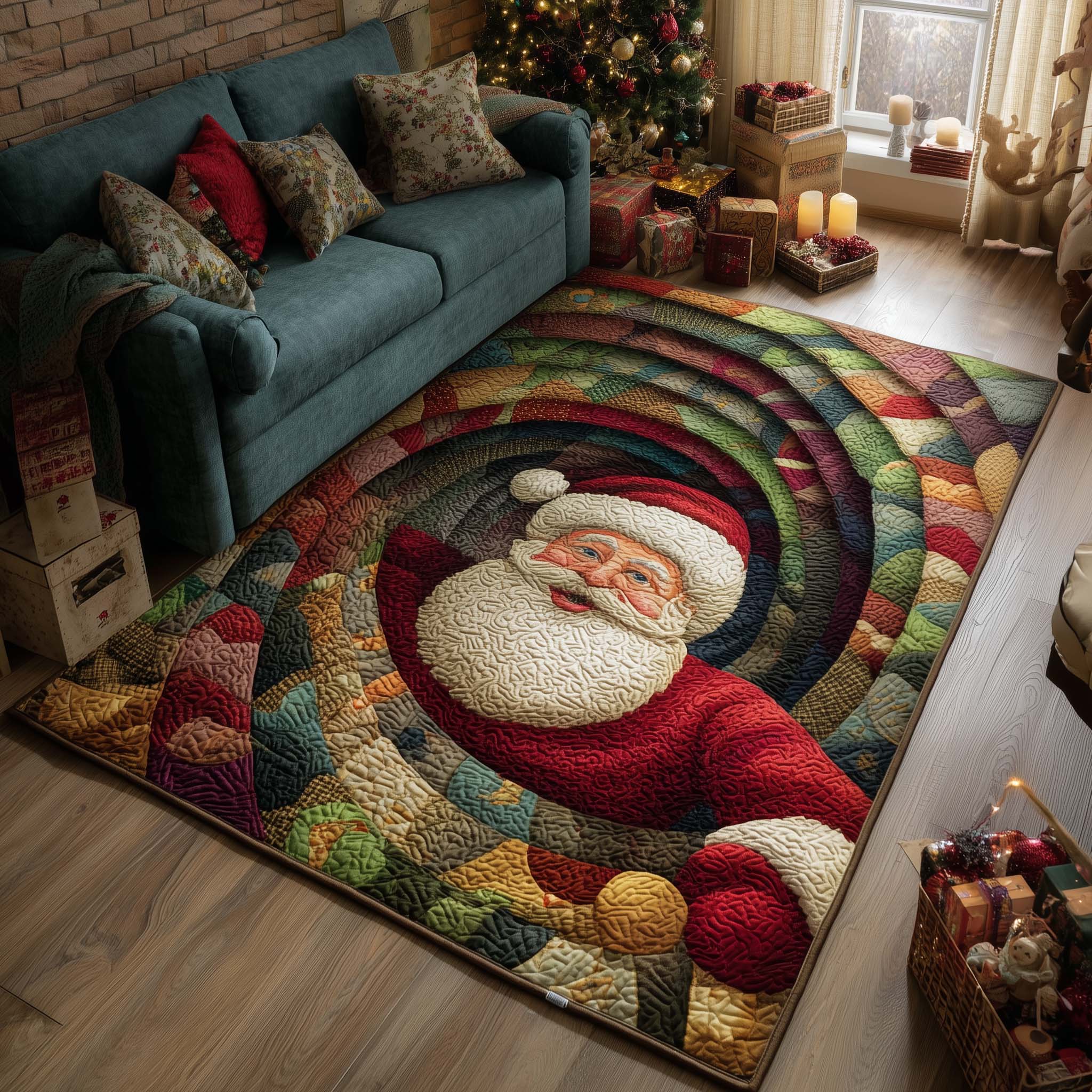 Festive Santa Joy Christmas Area Rug - Non-Slip Washable 3D Print Rug for Living Room & BedroomTVC2108236