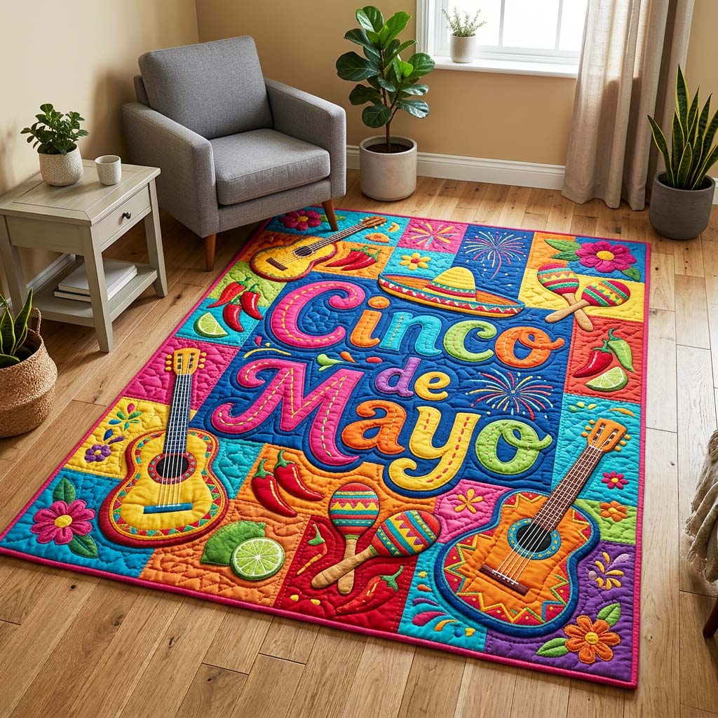 Fiesta Patchwork Area Rug - Non-Slip Washable 3D Print Rug for Living Room & BedroomTVC2108236