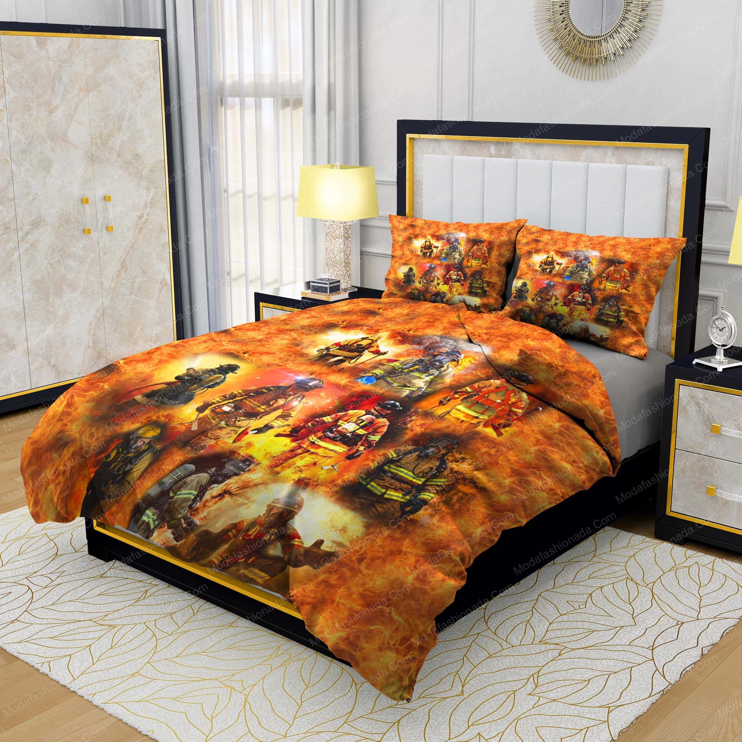 Firefighter Engulfed In Flames Bedding Sets