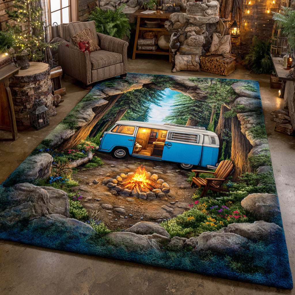Firelight Meadow Area Rug - Non-Slip Washable 3D Print Rug for Living Room & BedroomTVC2108326