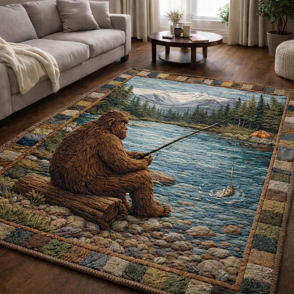 Fishing Sasquatch Area Rug - Non-Slip Washable 3D Print Rug for Living Room & BedroomTVC2108418