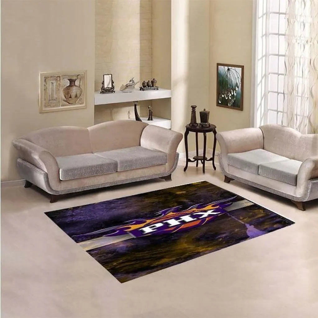 Flame Modern Area Rug for Living Room Decor Black and Purple