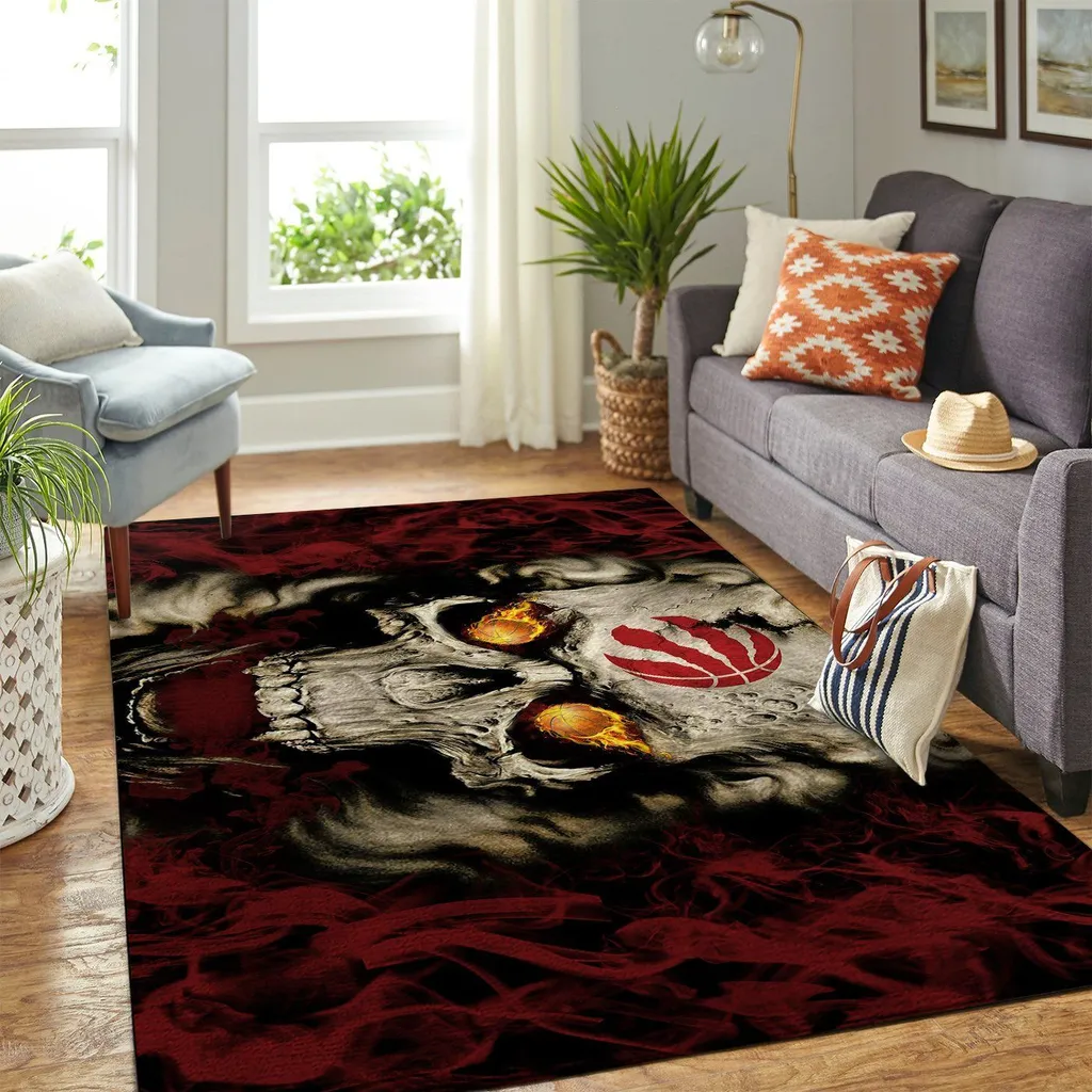 Flaming Skull Rug for Stylish Modern Home Decor Black and Yellow