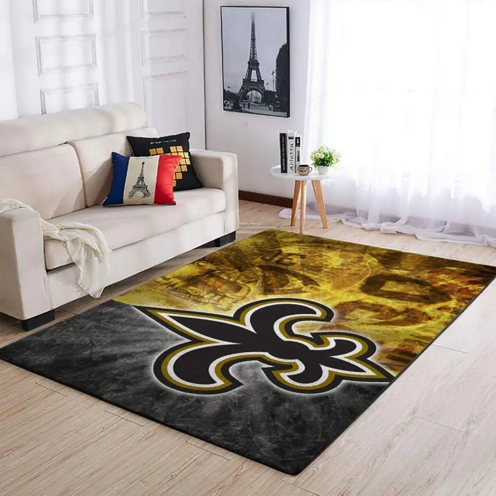 Fleur De Lis Area Rug for Stylish Living Room Decor Black and Yellow