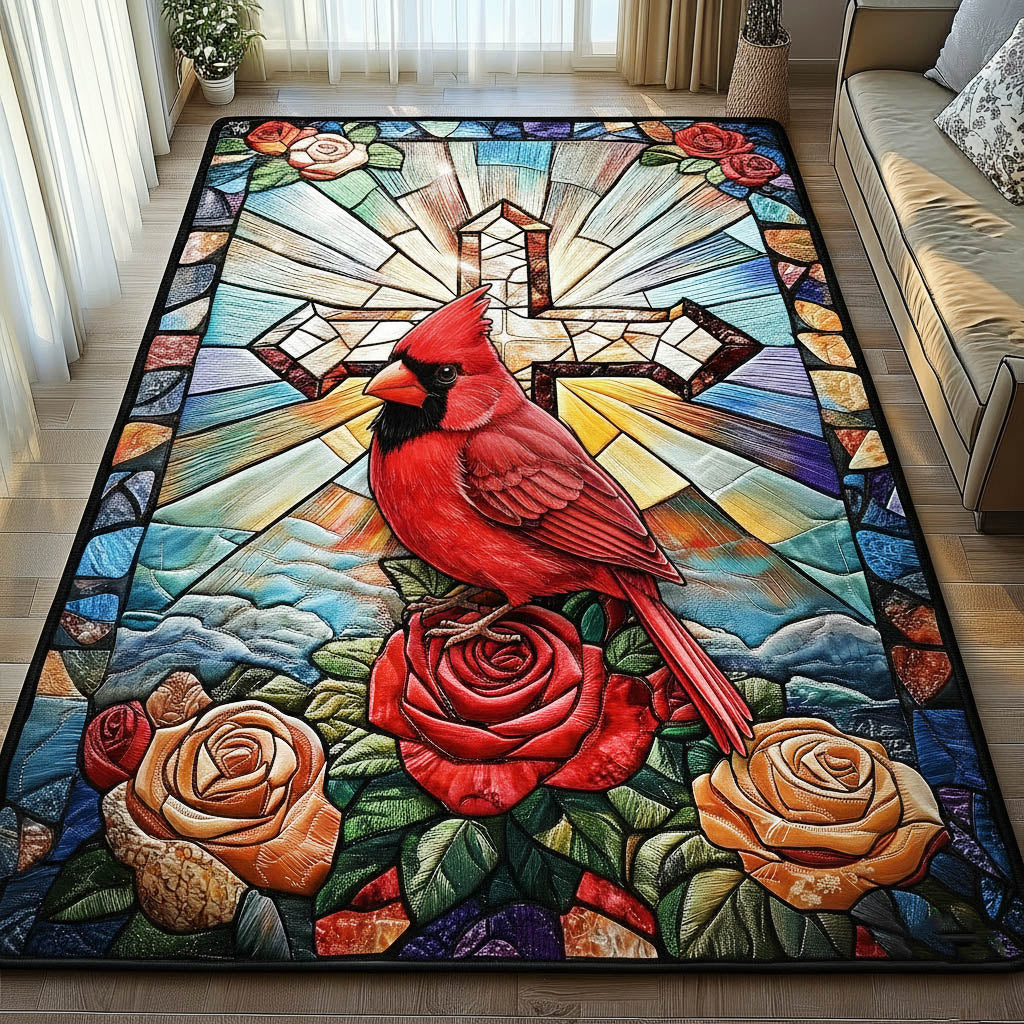Floral Cardinals Cardinal Area Rug - Non-Slip Washable 3D Print Rug for Living Room & BedroomTVC2108236