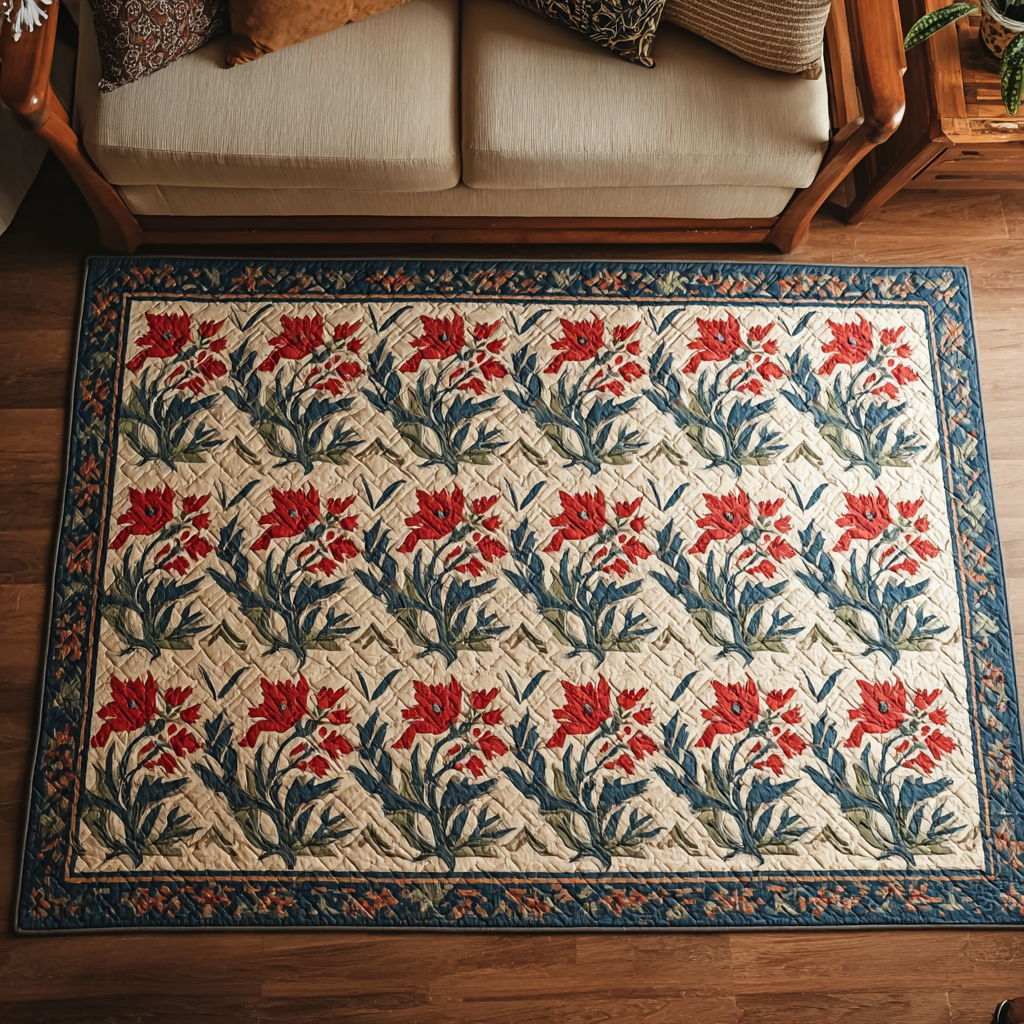 Floral Charm Area Rug - Non-Slip Washable 3D Print Rug for Living Room & BedroomTVC2108325