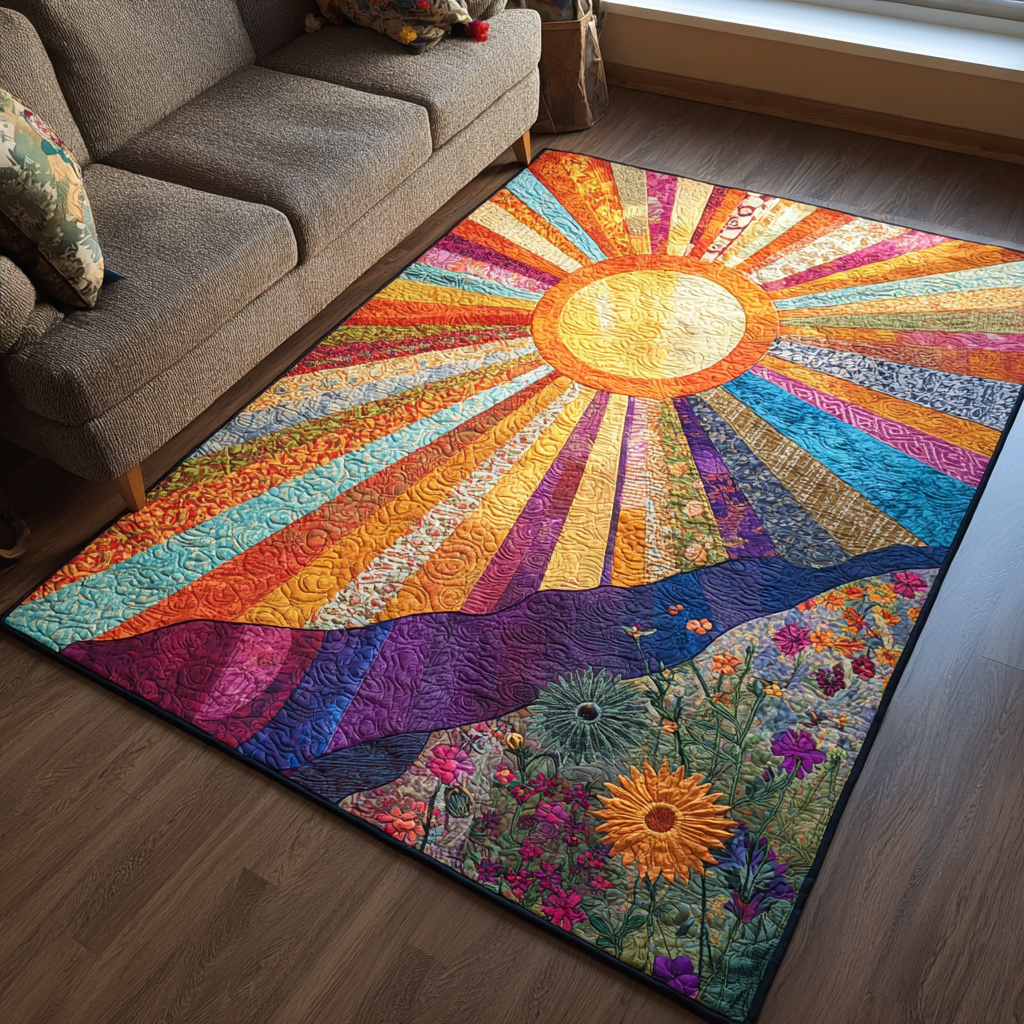 Floral Dawn Area Rug - Non-Slip Washable 3D Print Rug for Living Room & BedroomTVC2108325