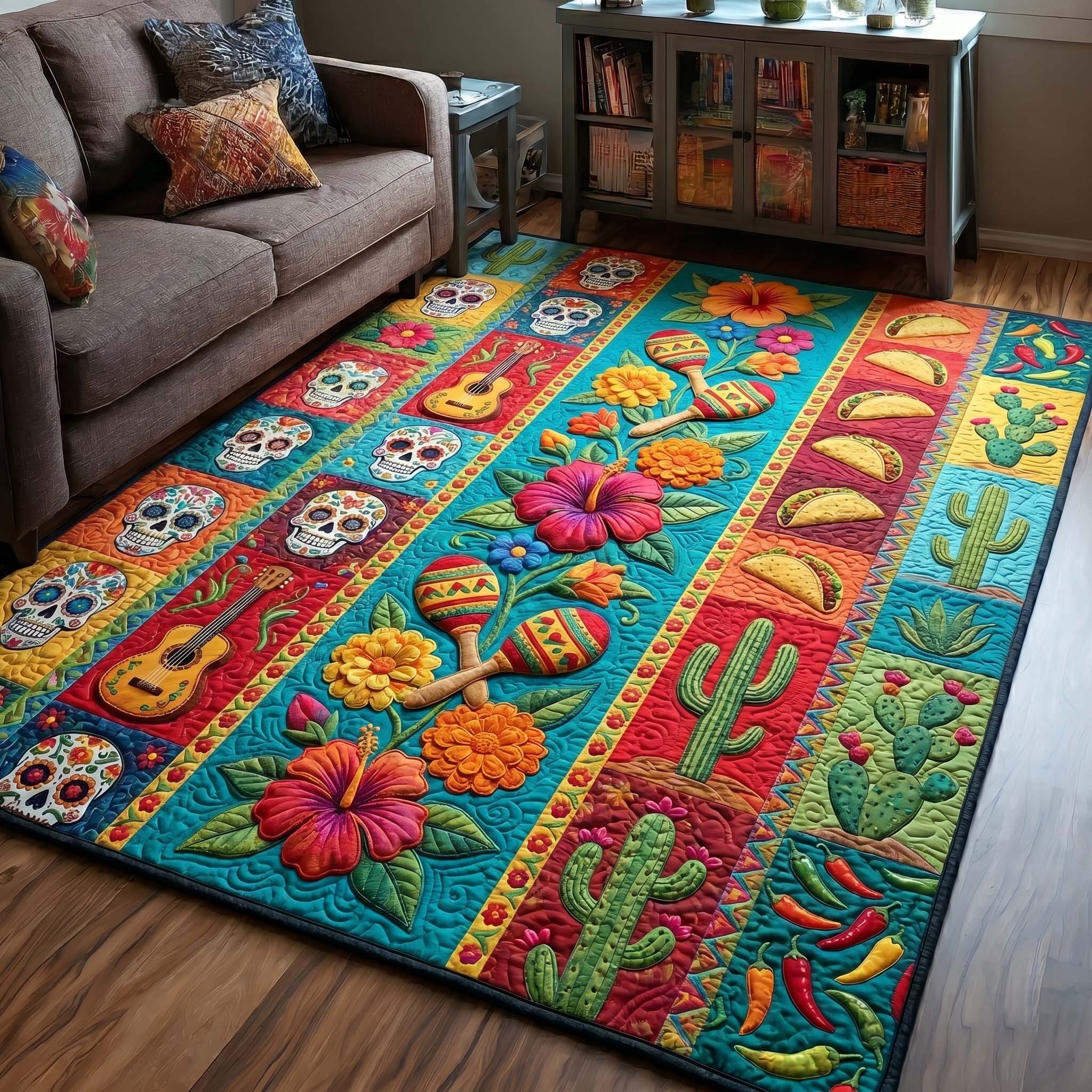Floral Fiesta Area Rug - Non-Slip Washable 3D Print Rug for Living Room & BedroomTVC2108418
