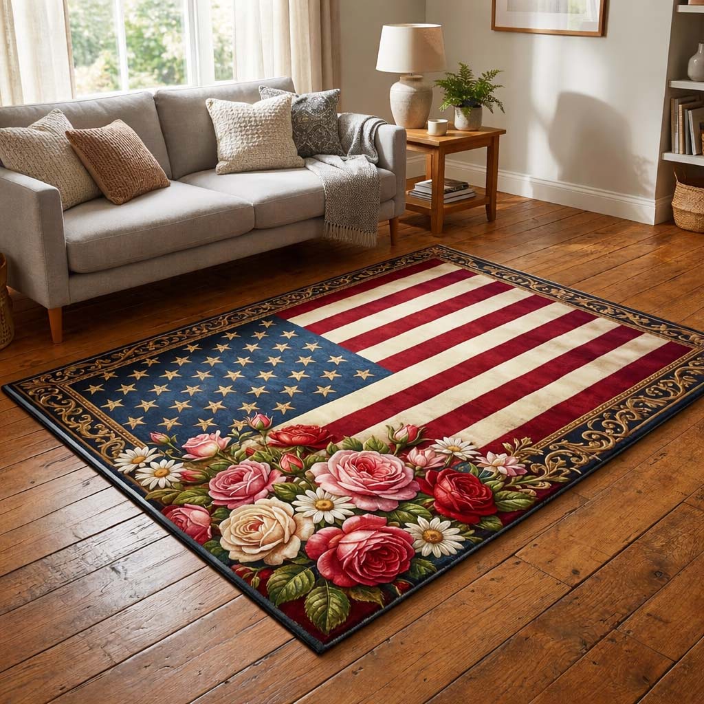 Floral Glory Area Rug - Non-Slip Washable 3D Print Rug for Living Room & BedroomTVC2108418