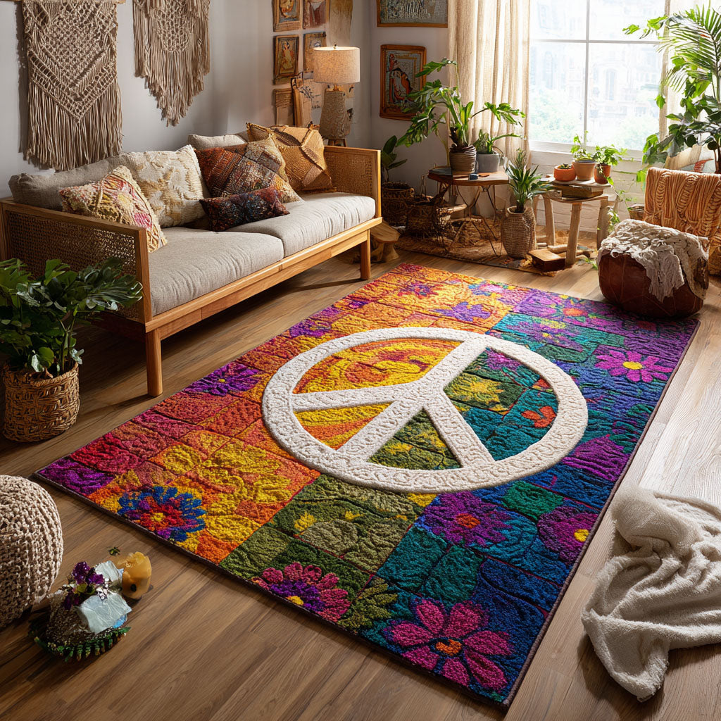 Floral Harmony Area Rug - Non-Slip Washable 3D Print Rug for Living Room & BedroomTVC2108215